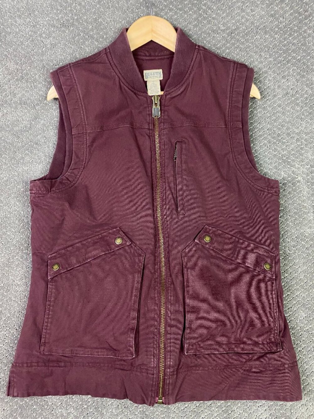 Duluth Trading Co Canvas Vest Mens Large Burgundy Field Hunting Utility Outdoor